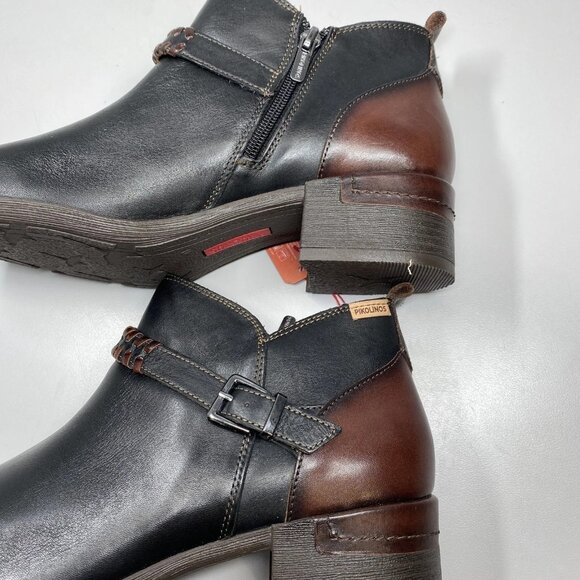 Pikolinos Women’s Malaga Leather Ankle Booties – Size 10/10.5 – Black/Brown - Picture 3 of 9